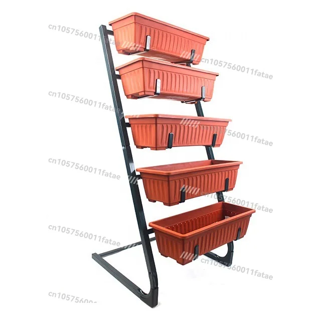 

5-Layer Iron Vertical Garden Plant Stand, Independent Elevated Plastic Flower Pot Stand