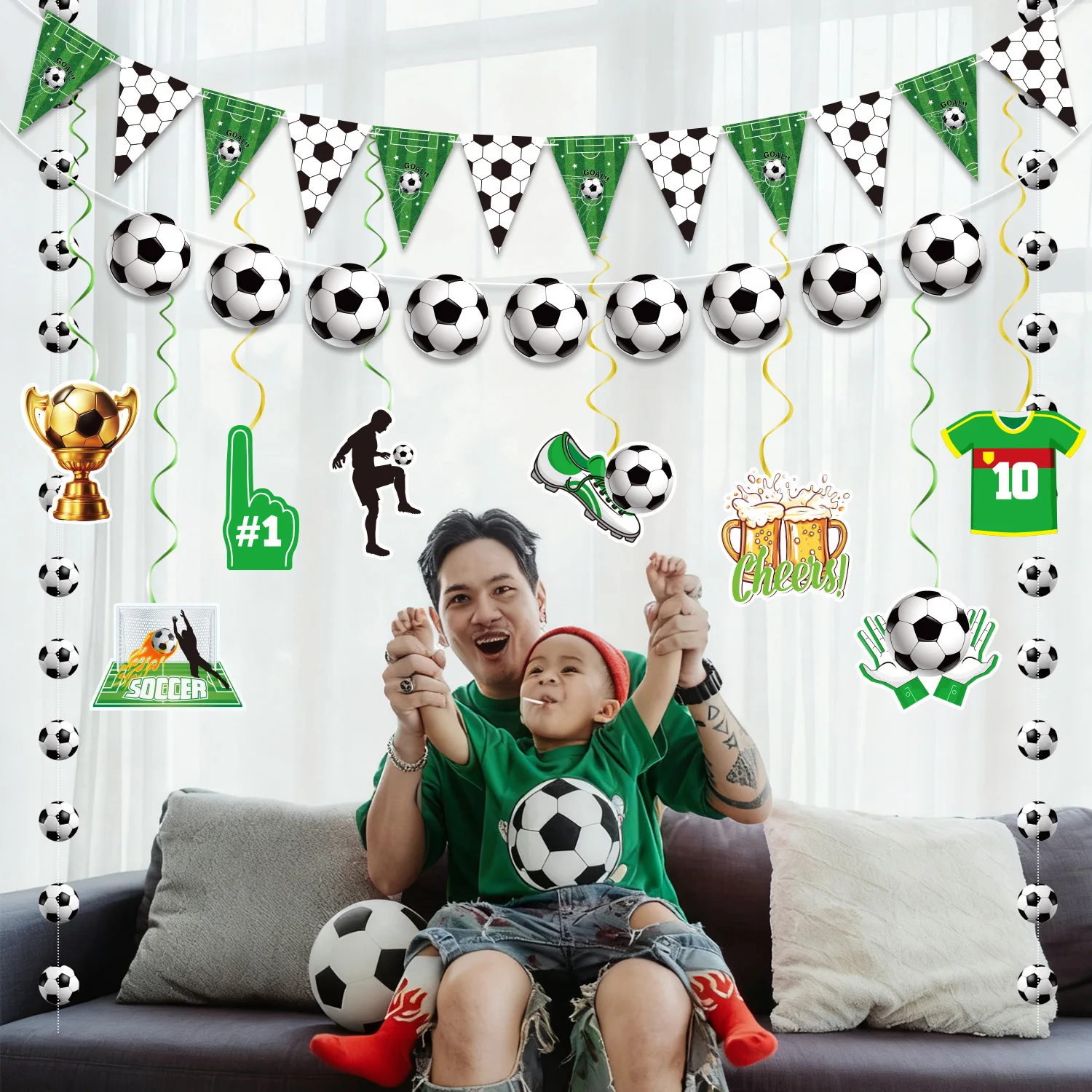 

Football party decoration set, birthday party banner, children's boys' football-themed party, baby party, complete set