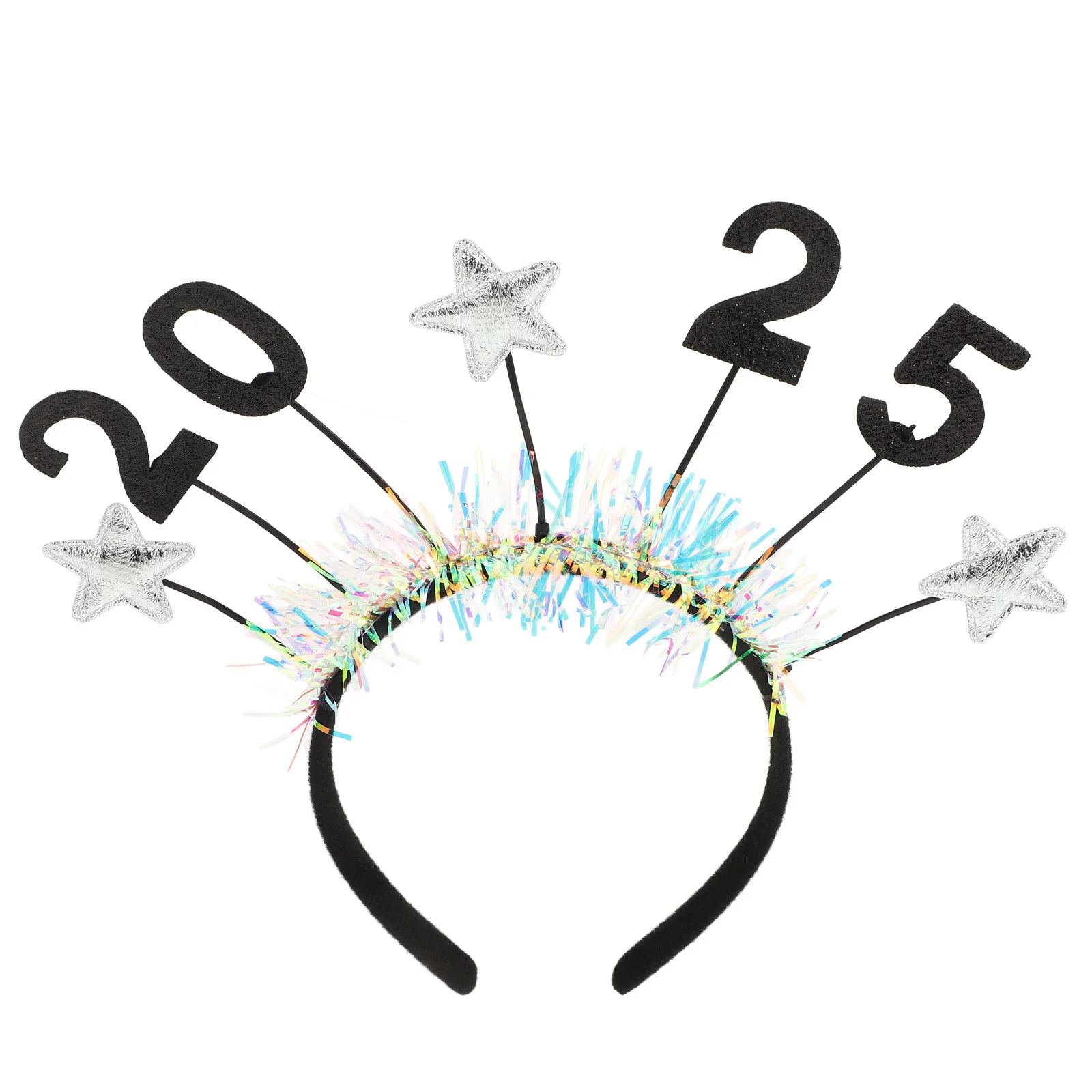 

2025 Silver Happy New Year Headband Glow Party Hair Hoops Christmas Eve Night Celebration Women Fashion Hair Accessories