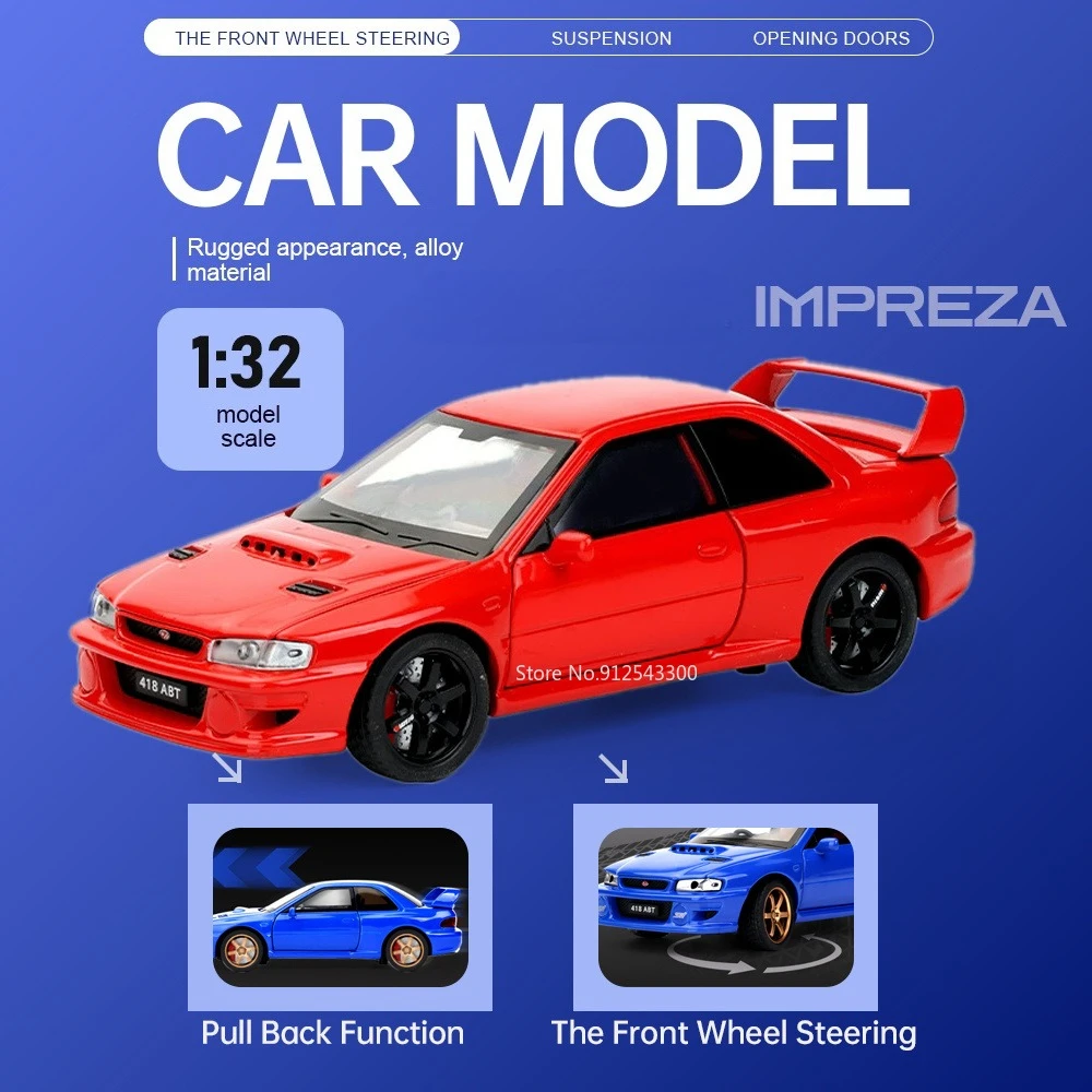 1:32 Sacle Impreza RX-7 FD3S Car Model Toy Doors Opened Pull Back Cars Shock Absorption Front Wheel Steer Party Present
