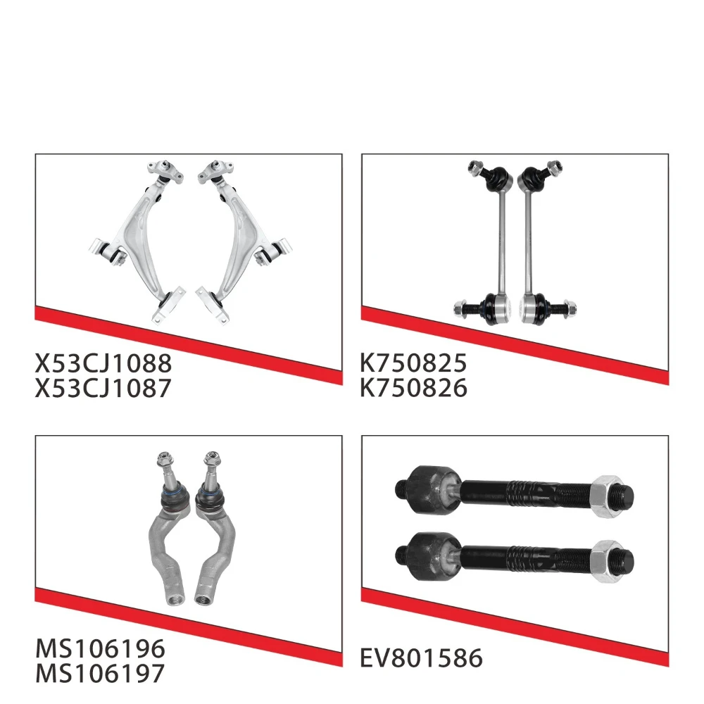 8pcs Front Lower Control Arm for Volvo XC90 XC60 2016 - 2021 Tie Rod Stabilizer Bar Link X53CJ1088 X53CJ1087 K750825 K750826