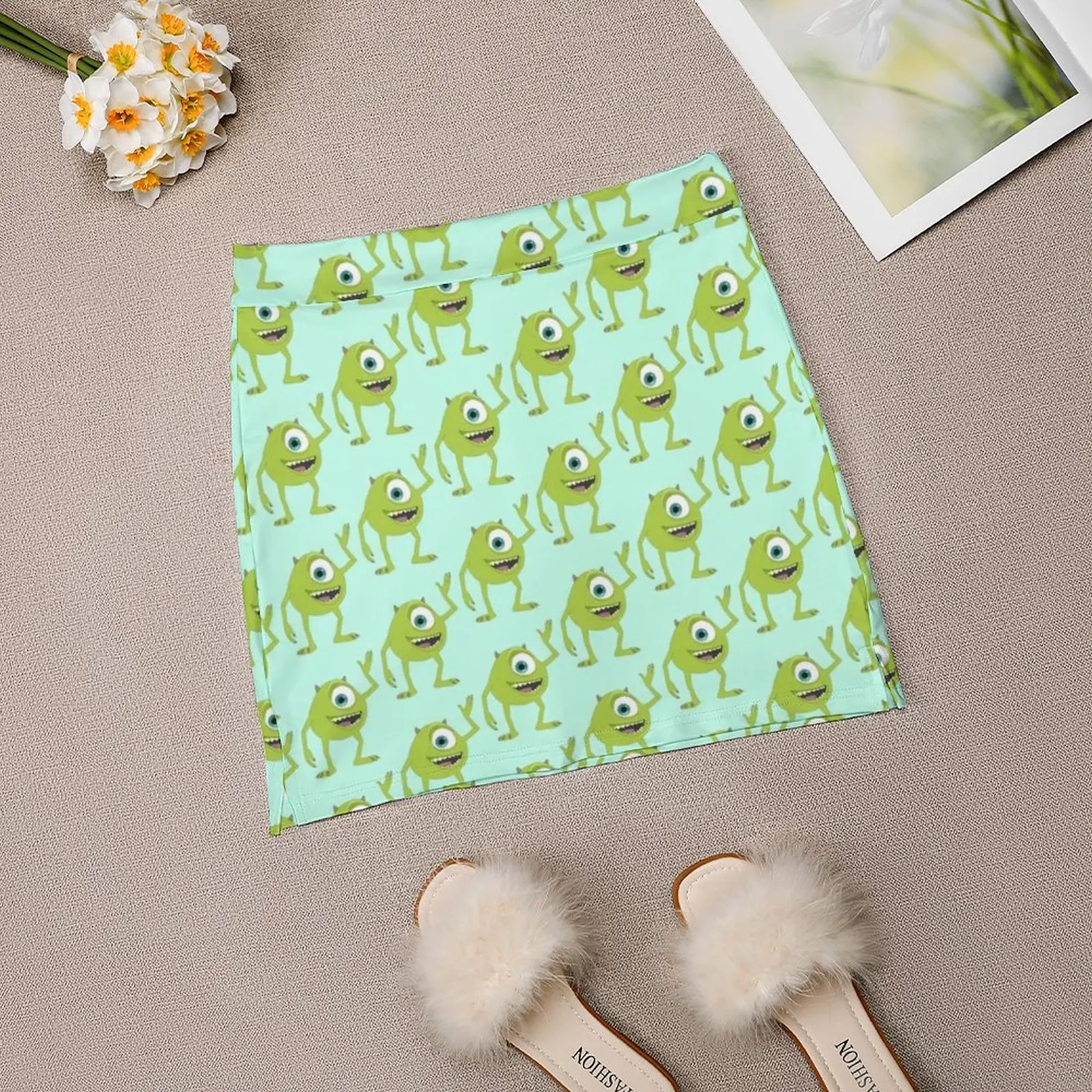 Pattern Women\'s skirt With Hide Pocket Tennis Skirt Golf Skirts Badminton Skirts Running skirts Mike Sully Monsters Inc Green