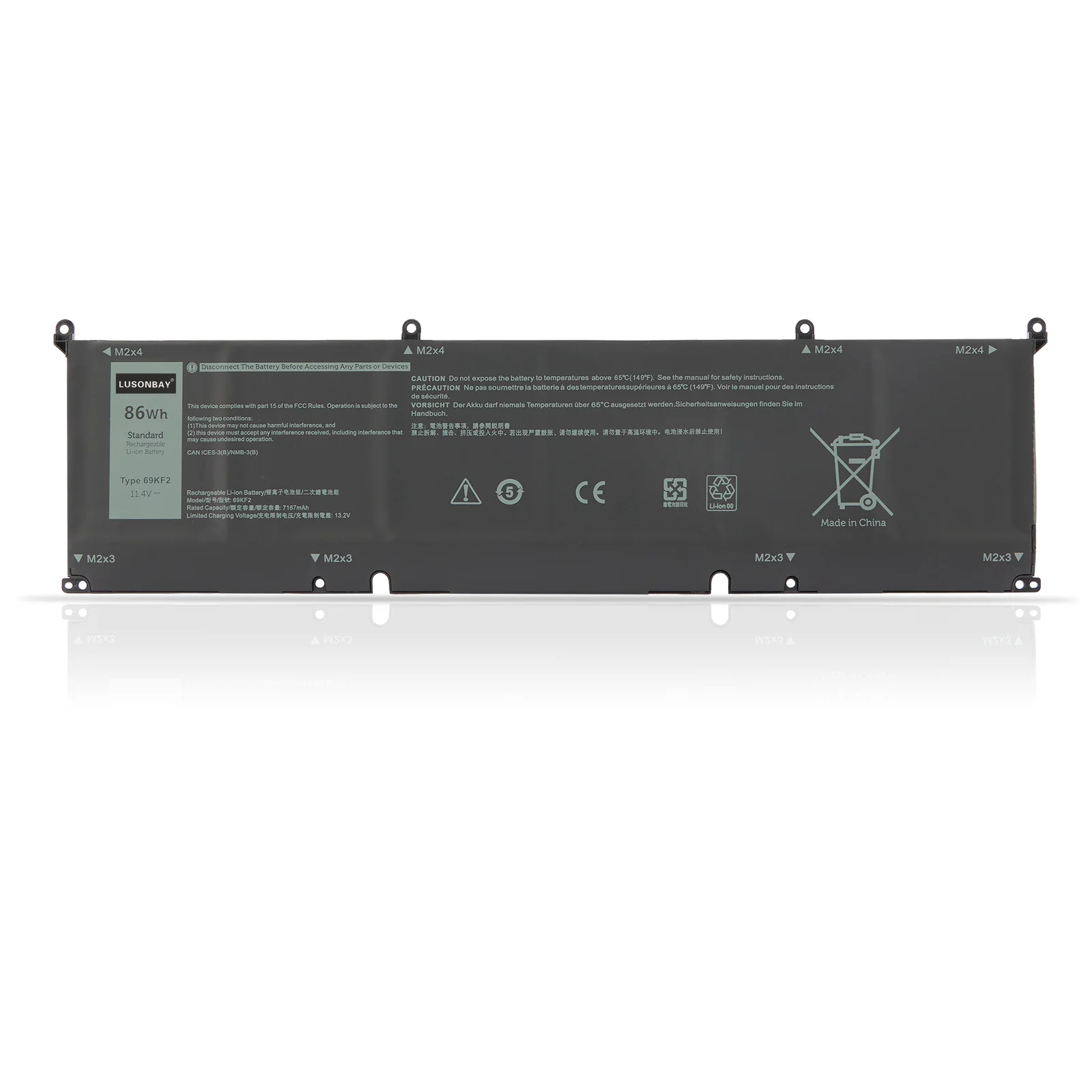 LUSONBAY 69KF2 86WH Battery for DELL XPS 15 9500 9510 9520 9530 Precision 5550 5560 G15 5511 5520 5515 5521 G7 15 7500 P91F P87F