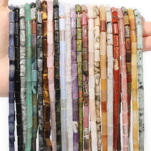 Perline cilindriche 9x4mm perle di pietra di quarzo opale di agata ametista naturale per la creazione di gioielli accessori per bracciali fai da te