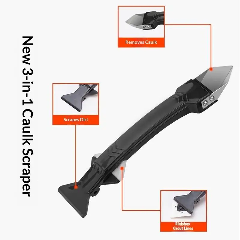 5 In 1 Metal Head Shovel Glue Tool Kit: Silicone Spatula, Caulk Remover, Grout Removal, Sealant Finishing & Corner Scrap