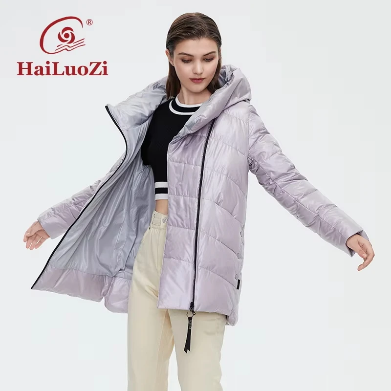 HaiLuoZi 2022 New Winter Jacket Women\'s Down Coat Female Quality Hooded Casual Short High Collar Thickened Fashion Parkas 6076