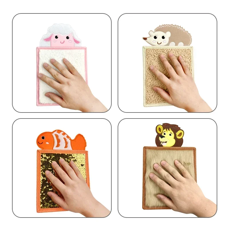 6pcs/set Children Texture Sensory Toy Development Intelligence Mat Hair Perception Memory Trainer  Animal Shape Sensory Mat