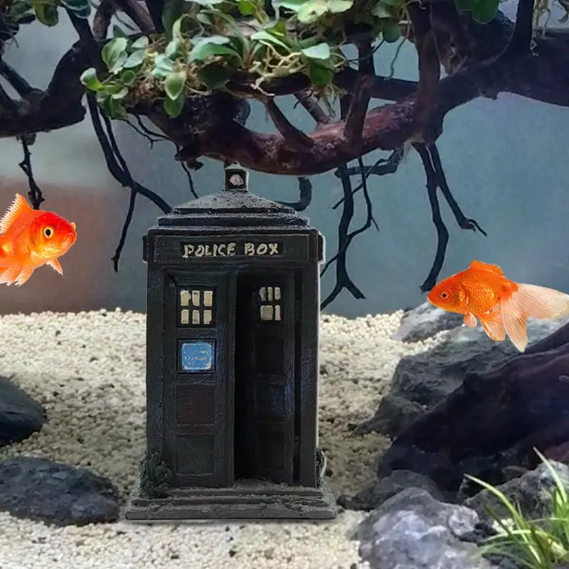 Caja de policías para pecera, decoraciones con agujeros en miniatura, decoración de resina, paisaje de acuario, suministros de plantas para el hogar
