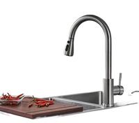 Multi-Function SUS 304 Stainless Steel Kitchen Sink Mixer Tap Swivel Spout Faucet Copper WitPull Out Nozzle Spayer