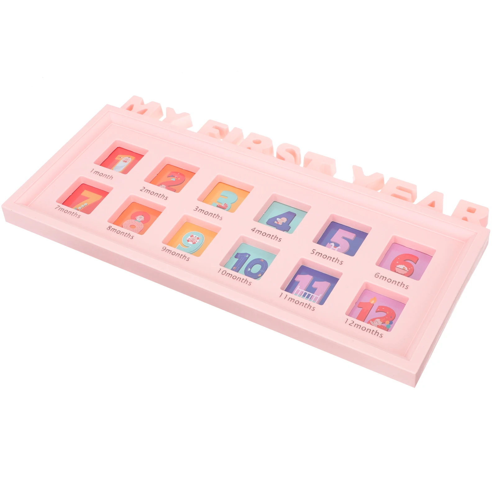 

Children Growth Photo Frame 12 Month Milestone Baby Keepsake Pink Clip Newborn Girl First Year Decor Infant Picture Frame Shower
