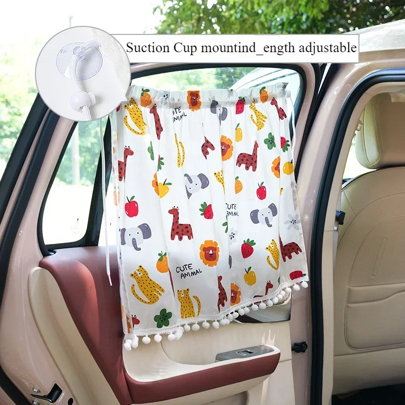 Baby Car Suction Cup Curtain Window Sunshade Cover Cartoon Universal Side Window Sunshade UV Protection for Kid Baby Children