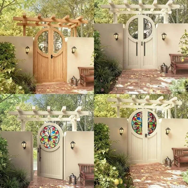 Wrought Iron Painted Postmodern Waterproof Side Opening Garden Door Outdoor Villa Courtyard Entrance Finished Product