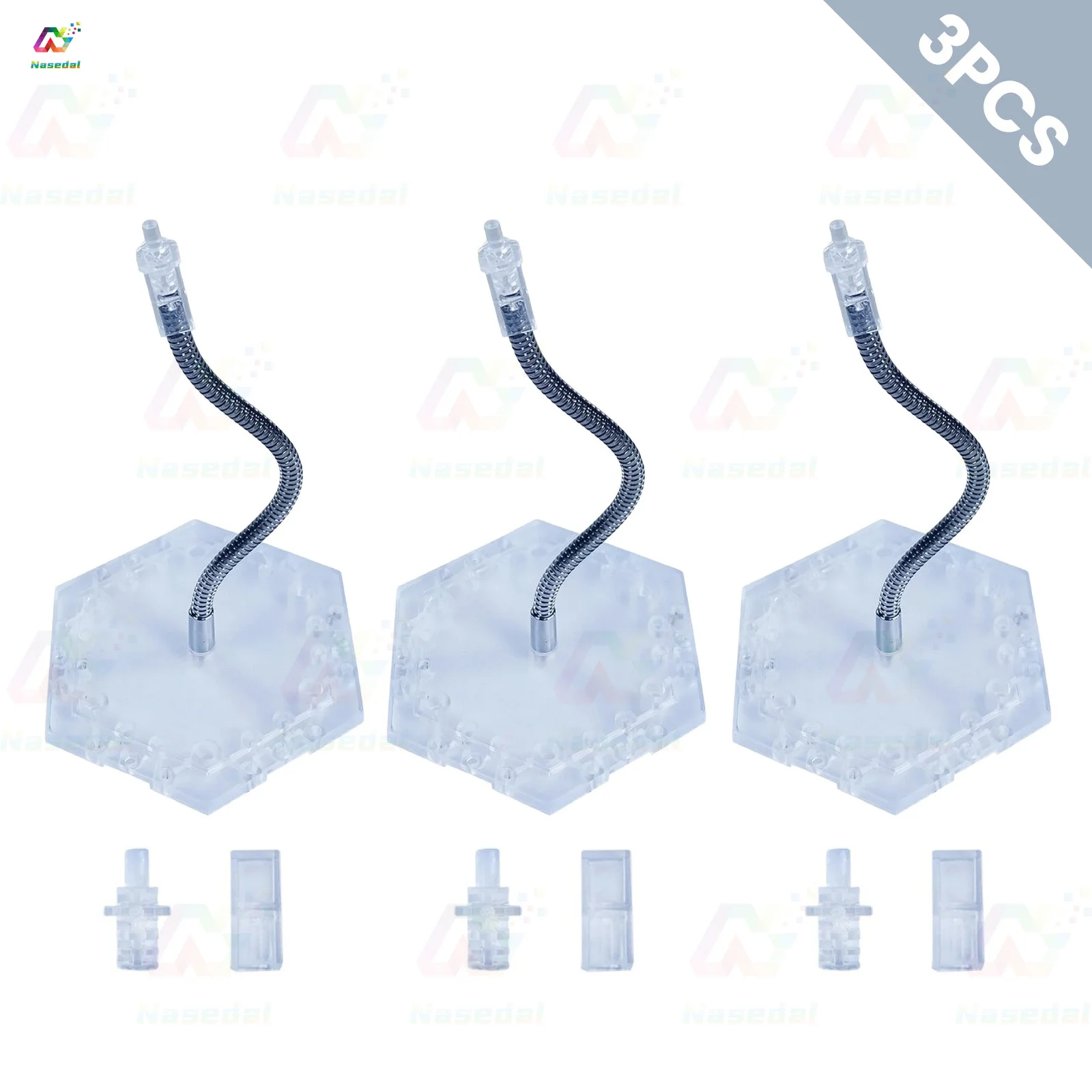 3pcs Flexible Gooseneck Display Stand Dual Connector Multi-Hole Base for Gundam Mecha Model Kits Desktop Display Hobby DIY Tools