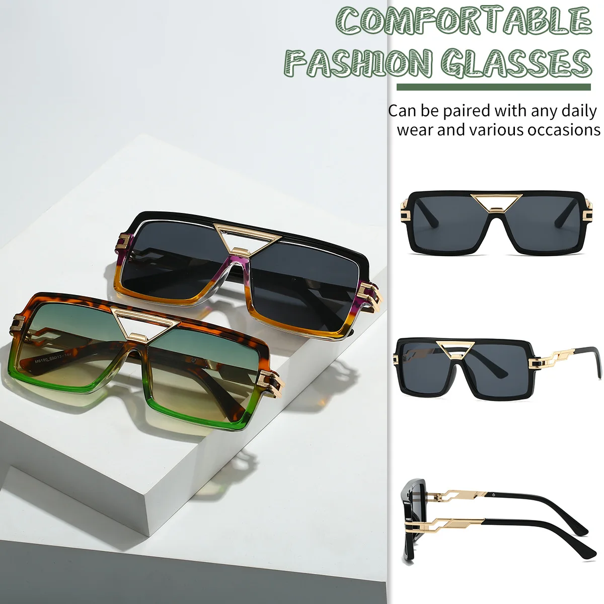 2026 neue Mann Frau Sonnenbrille Mode Vielseitige Trend Sonnenbrillen UV400 Farbe Blockieren Hohe Qualität Doppel Strahl Design Sonnenbrille – Detail 8