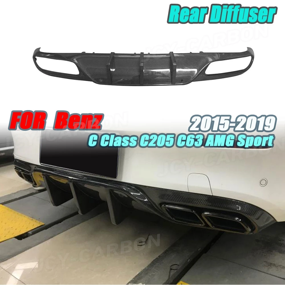 

JCYECF Real Dry Carbon Fiber Rear Diffuser Bumper Lip Spoiler For Benz C Class C205 C63 For AMG Sport Coupe 2 Door 2015-2019 FRP
