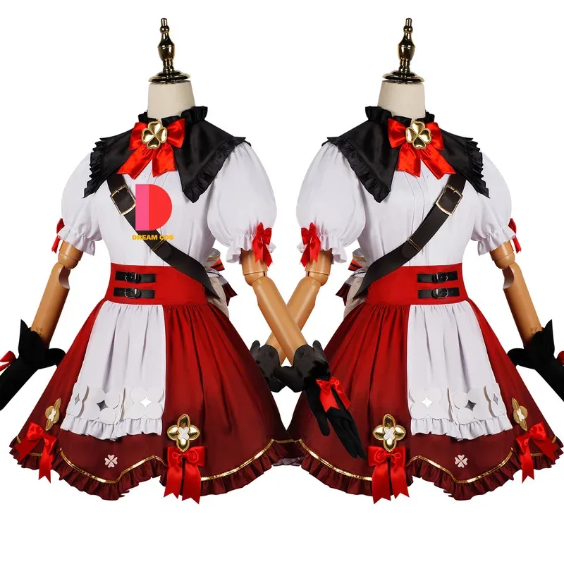 Genshin Impact Klee-Disfraz de piel para mujer, muñeca, vestido rojo de bruja, bolsa, traje de bruja pequeña, fiesta de juegos de rol de talla grande