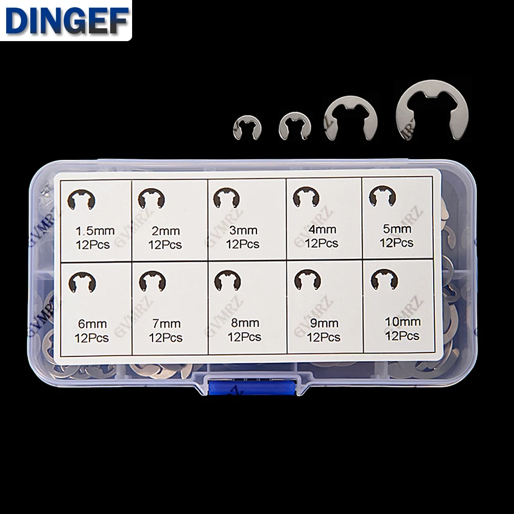 120PCS Stainless Steel Retaining Circlip Set Snap Ring E Clip Washer Assortment for Shaft Fastener M1.5-M10