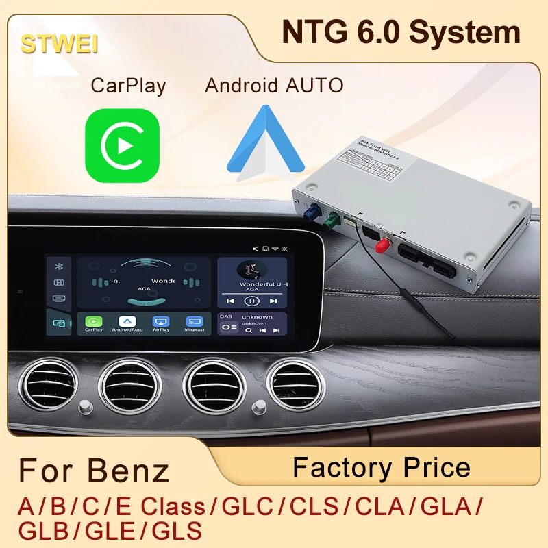 Stwei For Mercedes Benz A/B/C/E Class/GLC/CLS/CLA/GLA/GLB/GLE/GLS NTG6.0 Wireless CarPlay Android Auto Support rearview camera