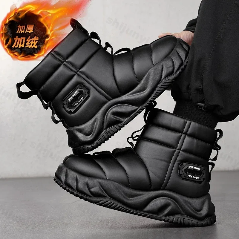 

Men's Warm Snow Boots 2026 New Fashion Plush Warm Comfortable Anti Slip Thick Sole Cotton Shoes Outdoor Vacation Casual Shoes