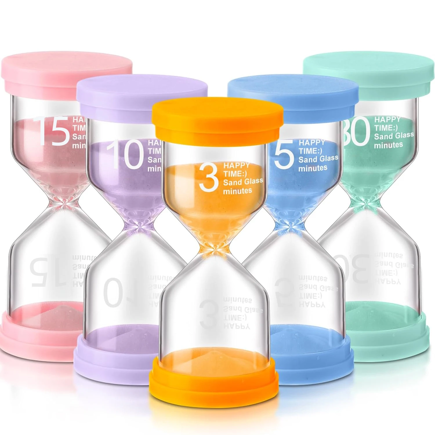 5pcs 3/5/10/15/30 Minutes Sand Watch Plastic Hourglass Sandglass Sand Cook Clock Children Gift Sand Timer Home Decoration