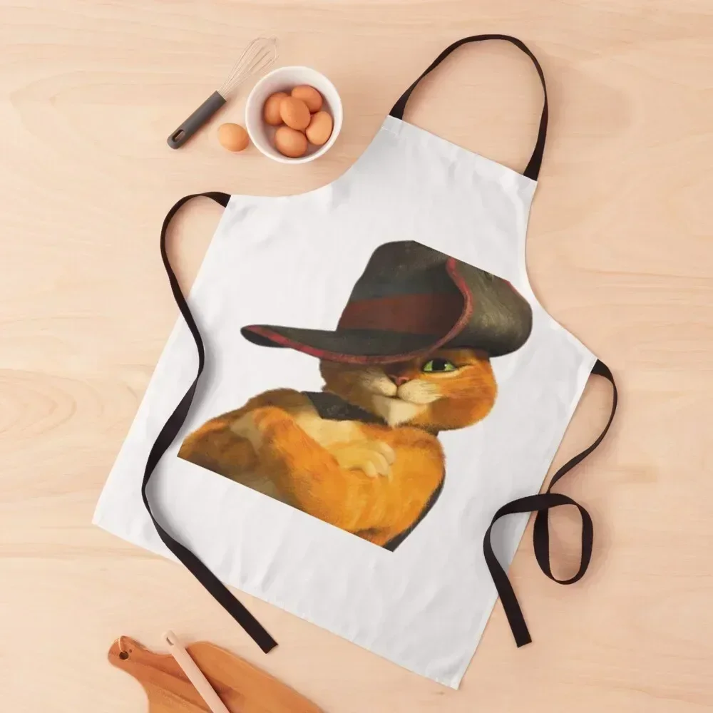 

Copy of Puss in Boots Apron Kitchen Kawaii Accessories kindergarten teacher Trim Cloth man chef uniform Apron