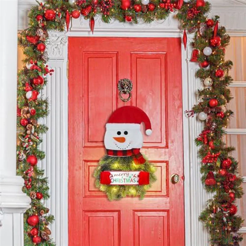 A59E-إكليل عيد الميلاد مع الضوء كما هو موضح زينة جدار الباب الأمامي البلاستيكية مضاءة إكليل باب عيد الميلاد