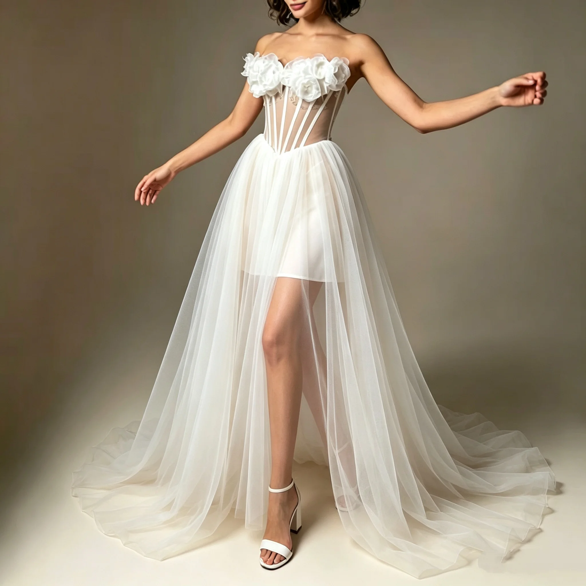 3D Floral Bride Robe for Wedding Split Customized Lingerie Women Gowns Long Sleeveless Boudoir Maternity Dress For Babyshower