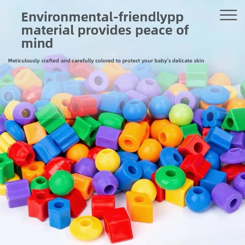 Beads Toys Plastic Children Handmade DIY Puzzle Early Education Toy Rope Threading Games Kids Self Made Bracelet Necklace Gifts