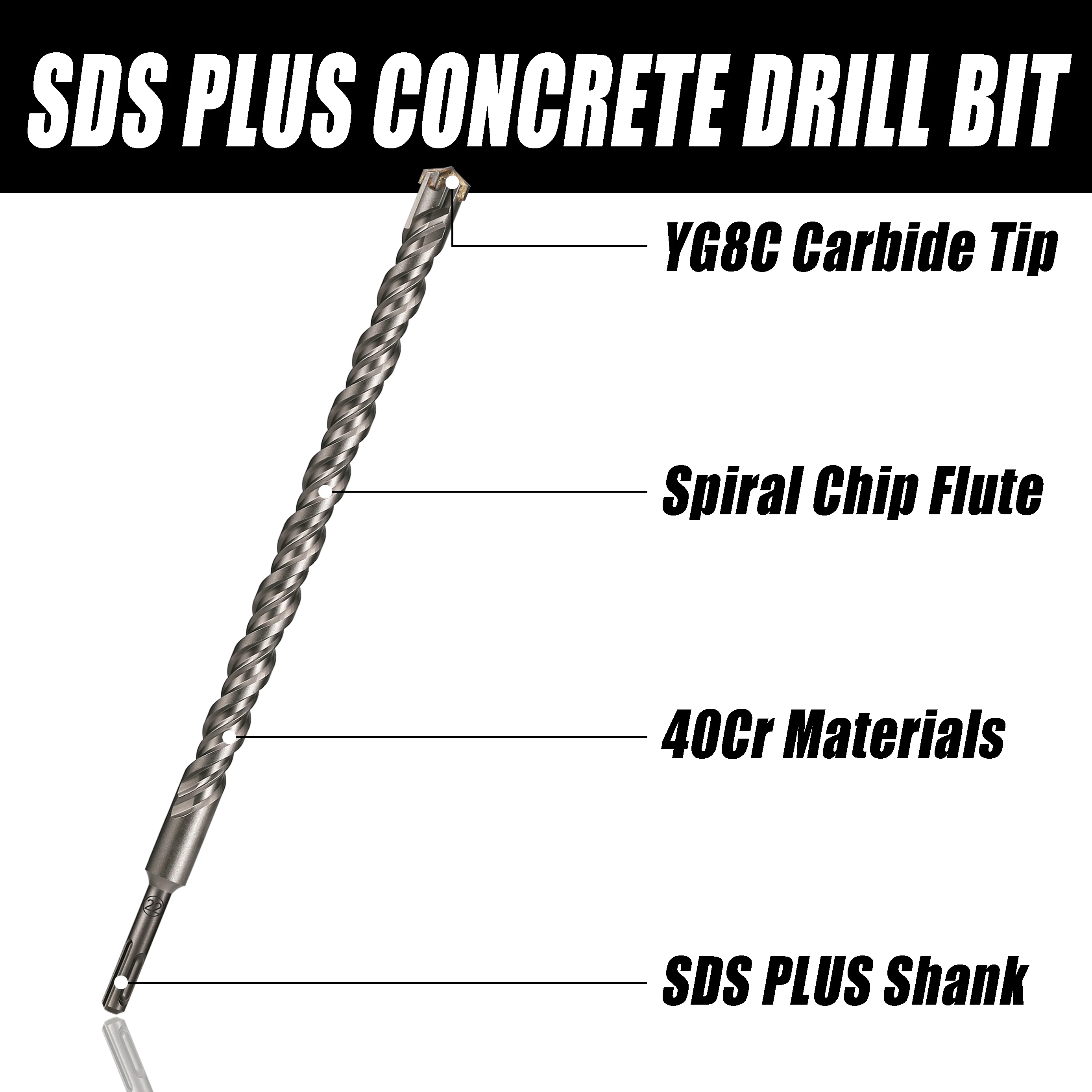 1Pc Concrete SDS Plus 8-30mm bit Cross Cutter head double auger Hammer 450mm Wall Brick Block Electric Hammer Masonry Bit