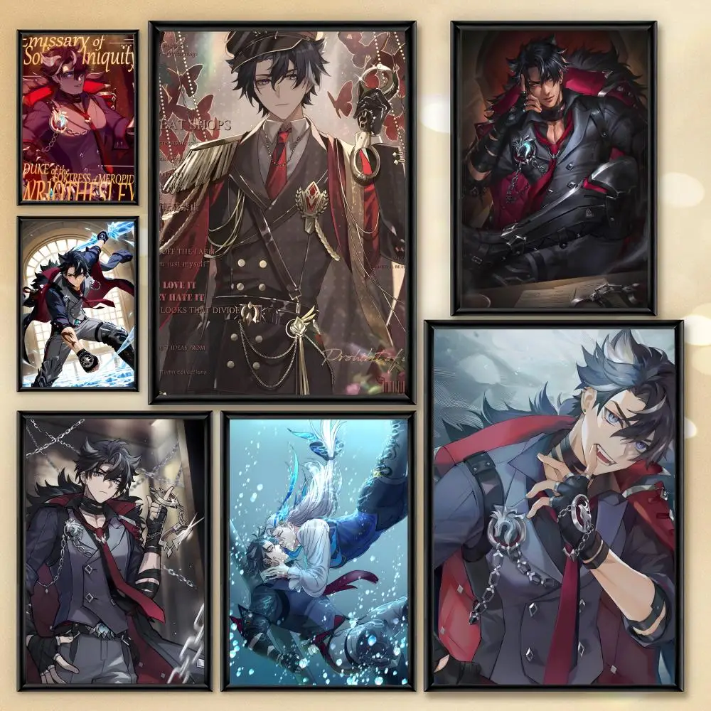 Anime Cool W-wriothesley Atemberaubender Innendruck, Wandaufkleber, Aufkleber, Raumbild, Dekor, Poster
