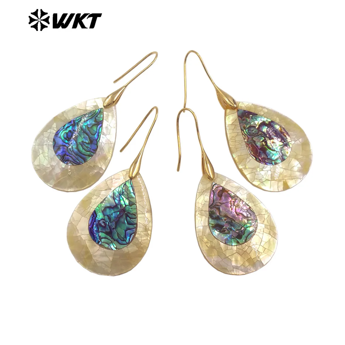 WT-MPE155 New Arrival Waterdrop Shape Colorful Abalone Shell Earrings For Women Cocktail Party Gown Fine Decorative