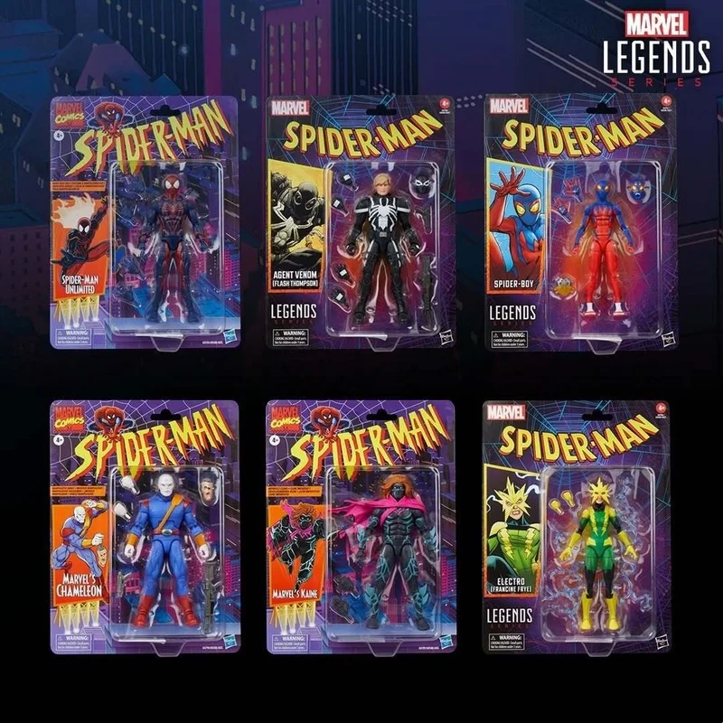 Marvel Legends Anime Figures Agent Venom Chameleon Spider-Man Unlimited Kaine Electro Movable Doll Collection Children Gift