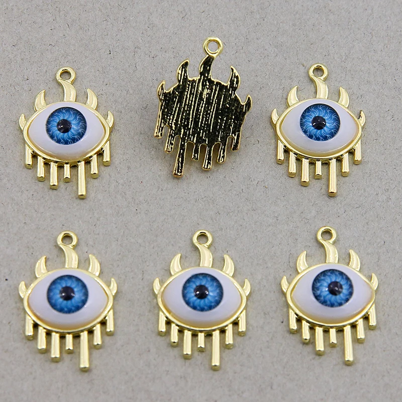 6pcs New Turkish Demon Eye Earring Charms Fashion Resin Evil eye Necklace Keychain Pendants Accessory DIY Women Jewelry Making