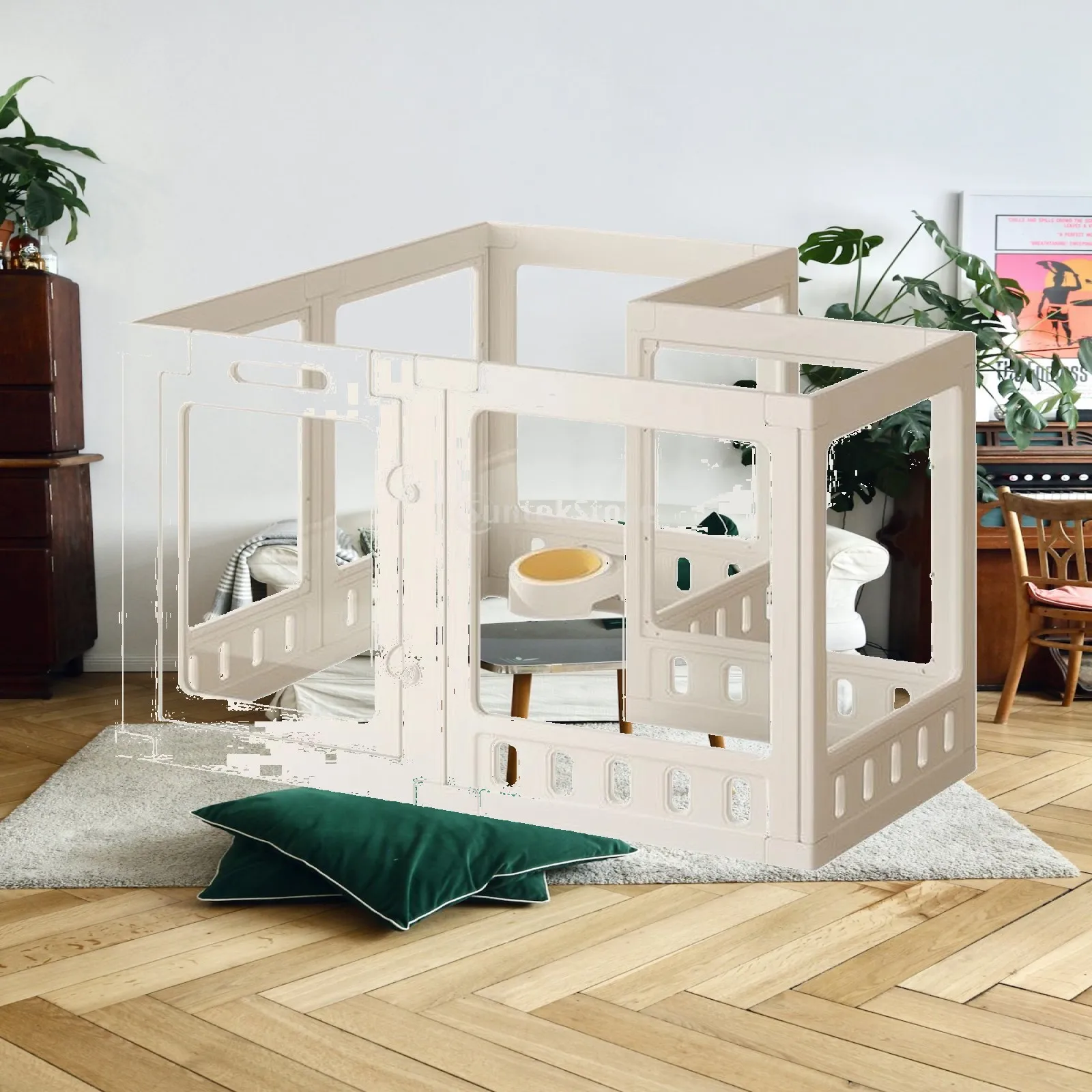 Dog Playpen with Door Transparent Pet Enclosure with Door Modular Pet Playpen Safe Robust for Young Dogs, Apartment, Living Room