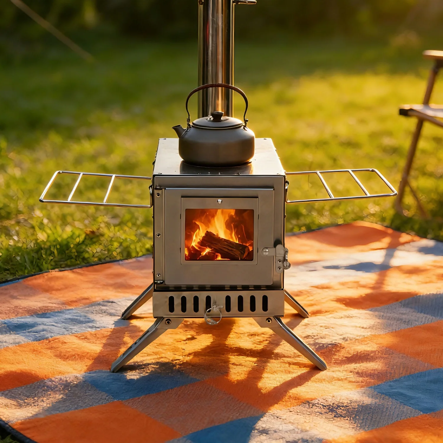 2 in 1 Portable Stainless Stee - огляд і ціна Hot Tent Wood Stove With Chimney Pipe