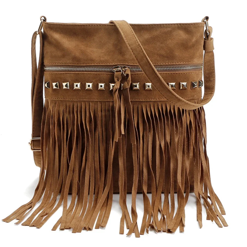 Faux Suede Fringe Tassel Women Shoulder Bag Messenger Bag Vintage Style Girl Crossbody Bag Mujer Bolso Flecos