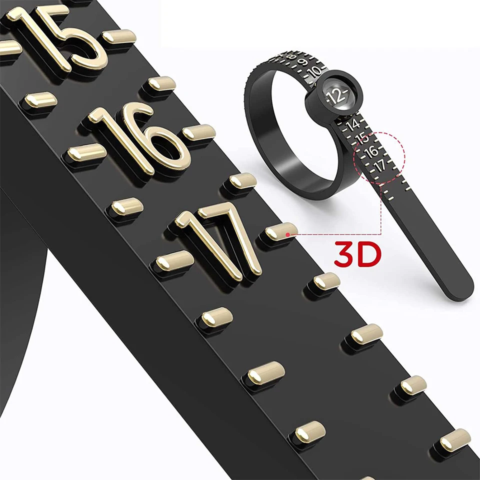 PHYHOO Us Uk EU Plastic Finger Size Band Gauge Ring Measurement Belt Adjustable Magnifier Ring Sizer for Women Men