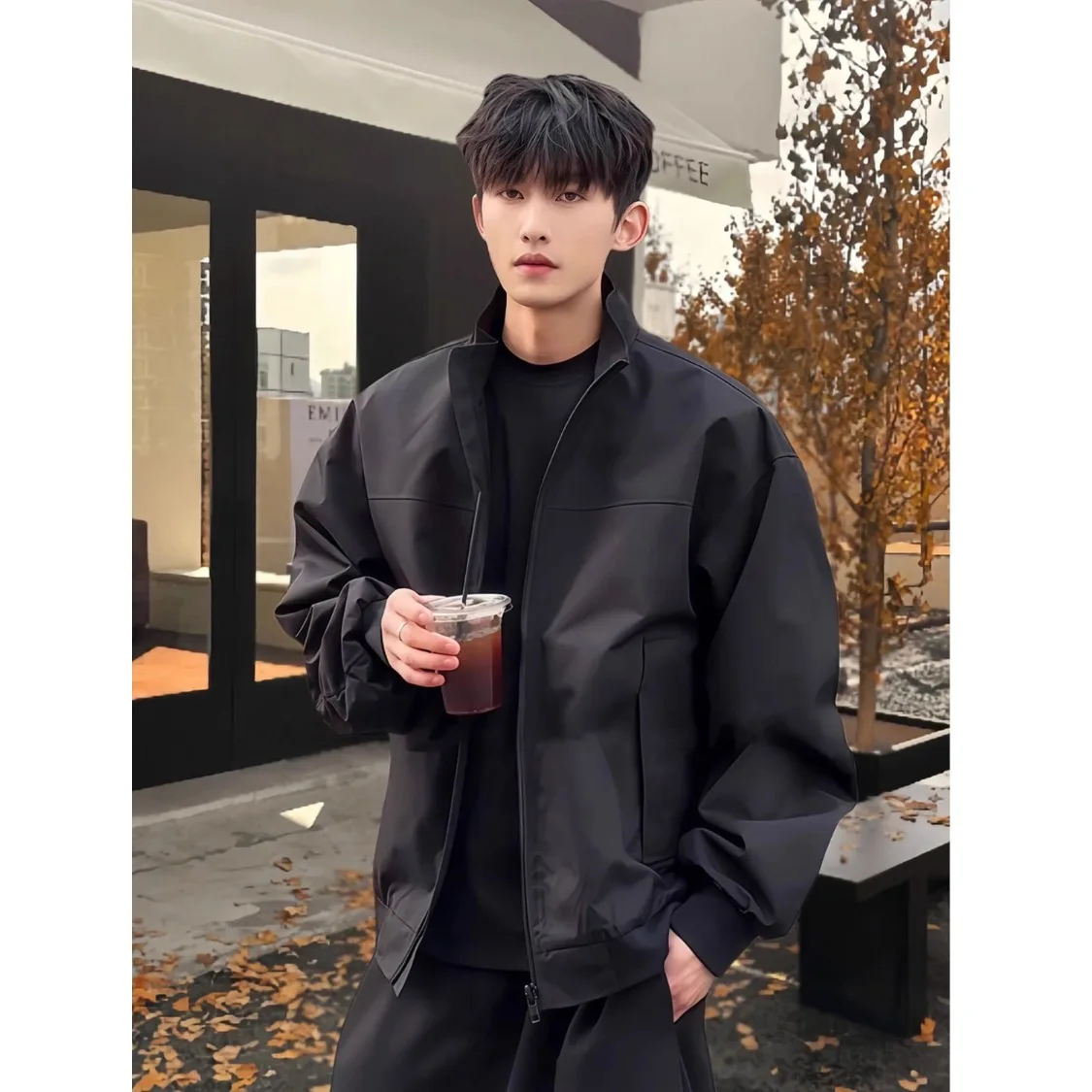 

Cleanfit American Functional Tee-Proof Flight Jaet Men's Soft ell ell Jaet ort Sle Collar Stand up Coat