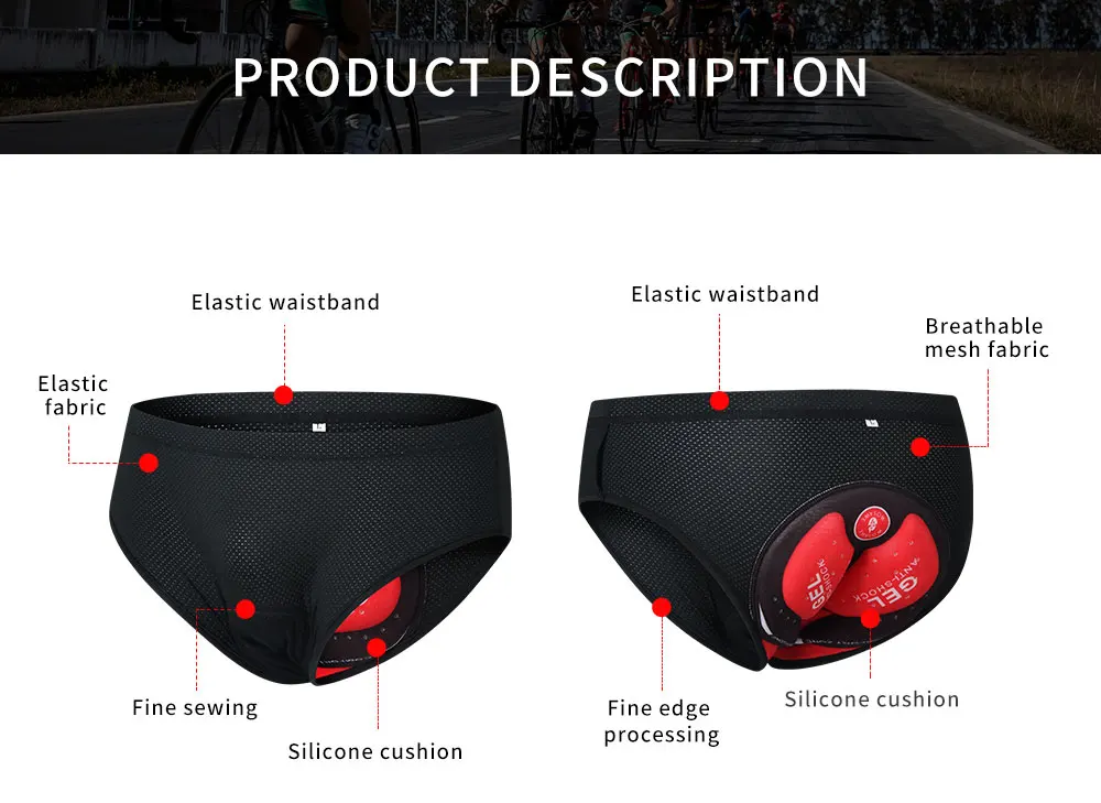 Wosawe Männer Radhose MTB Rennrad fahren unter Hose 3d gepolsterte Dreiecks horts atmungsaktive Unterhose Herren Fahrrad Unterwäsche – Detail 3