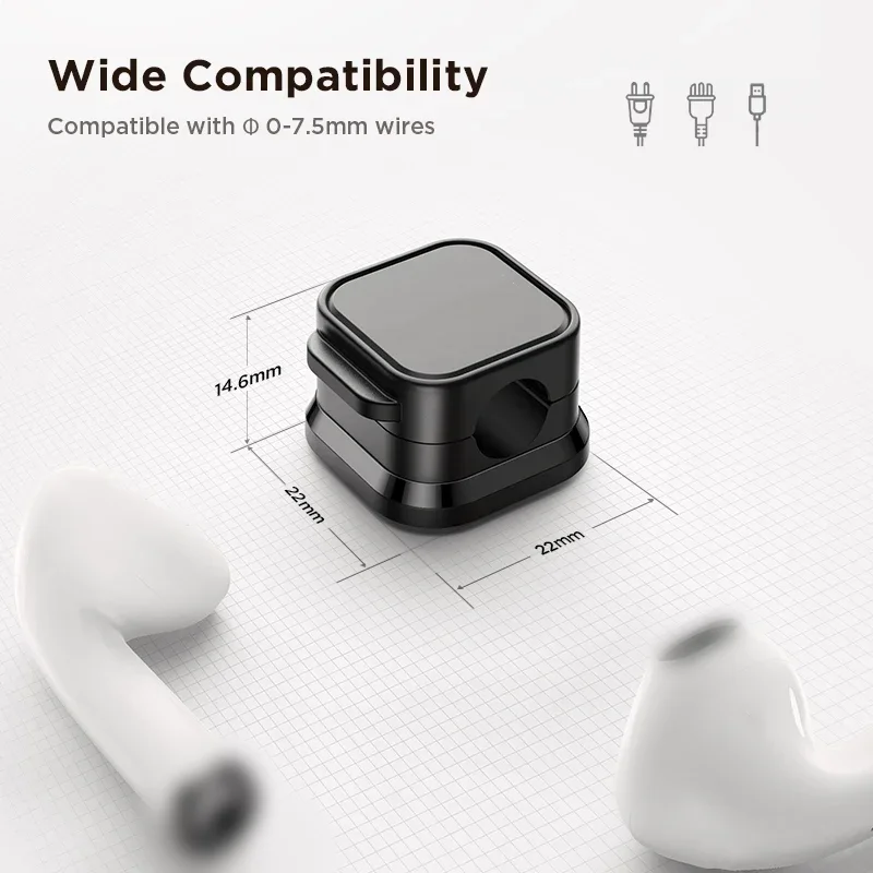 Mini Magnetic Cable Clips Self-adhesive Adjustable Cord Holder Cable Wire Keeper Manager Home Office Desktop Cables Organizers