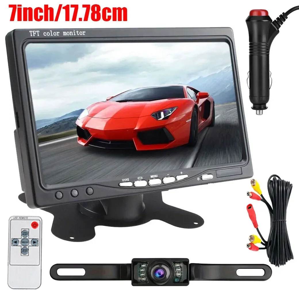 

QueenDer 7" Monitor & Rear View Backup Camera Reverse HD Night Vision For Car Truck RV