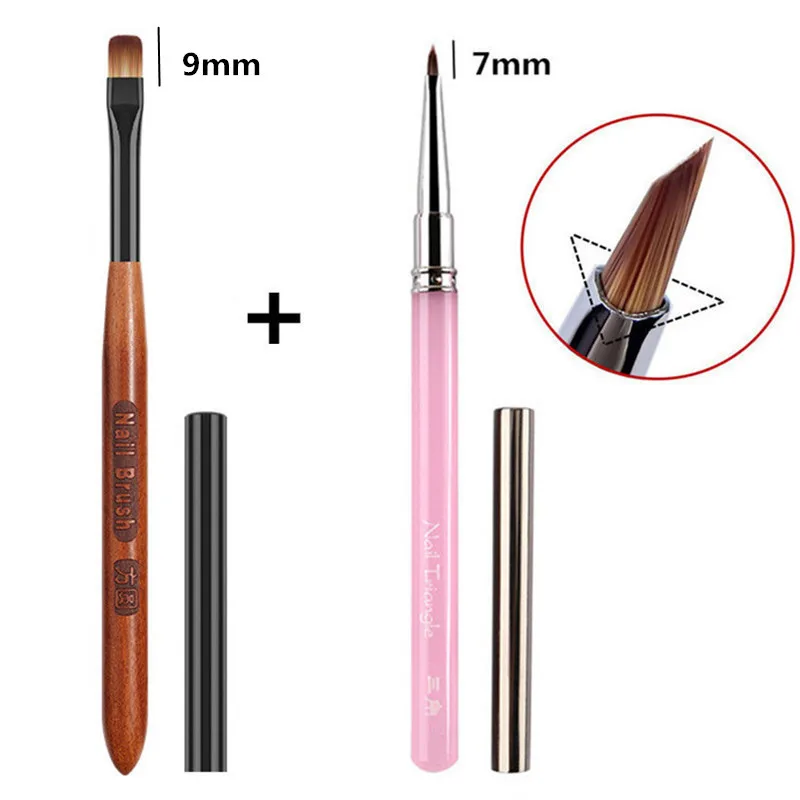 

Набор из 2 кистей для гель-лака, треугольные кисти для наращивания ногтей, акриловые кисти для моделирования, аксессуары для нейл-арта
