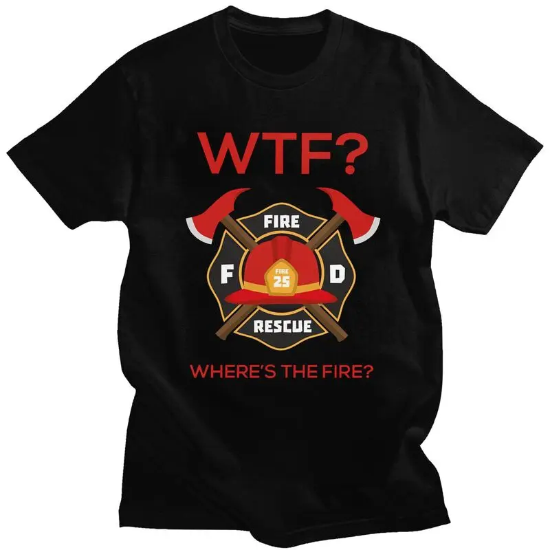 Custom Funny Firefighter T Shirts Men Fire Rescue Fireman T-shirts Casual Tee 100% Cotton Oversized Tshirt Gift