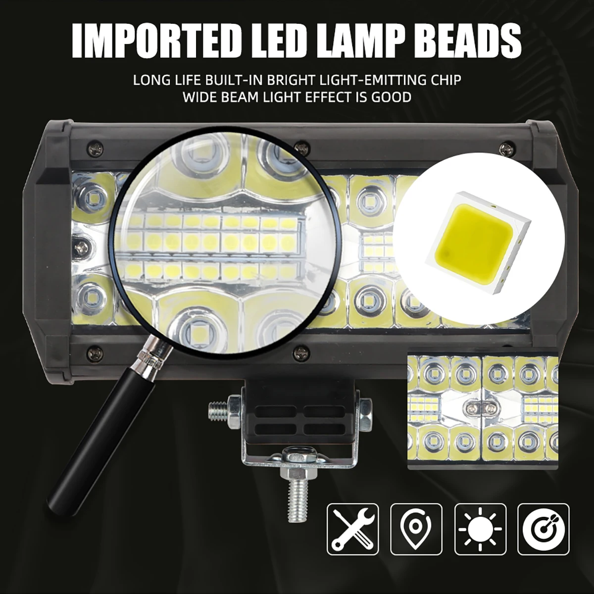 2pcs Car Work Light Spot Flood Beam LED Light Bar 12V 24V Universal For Truck Car SUV 4x4 Boat SUV ATV UTV Driving Headlight