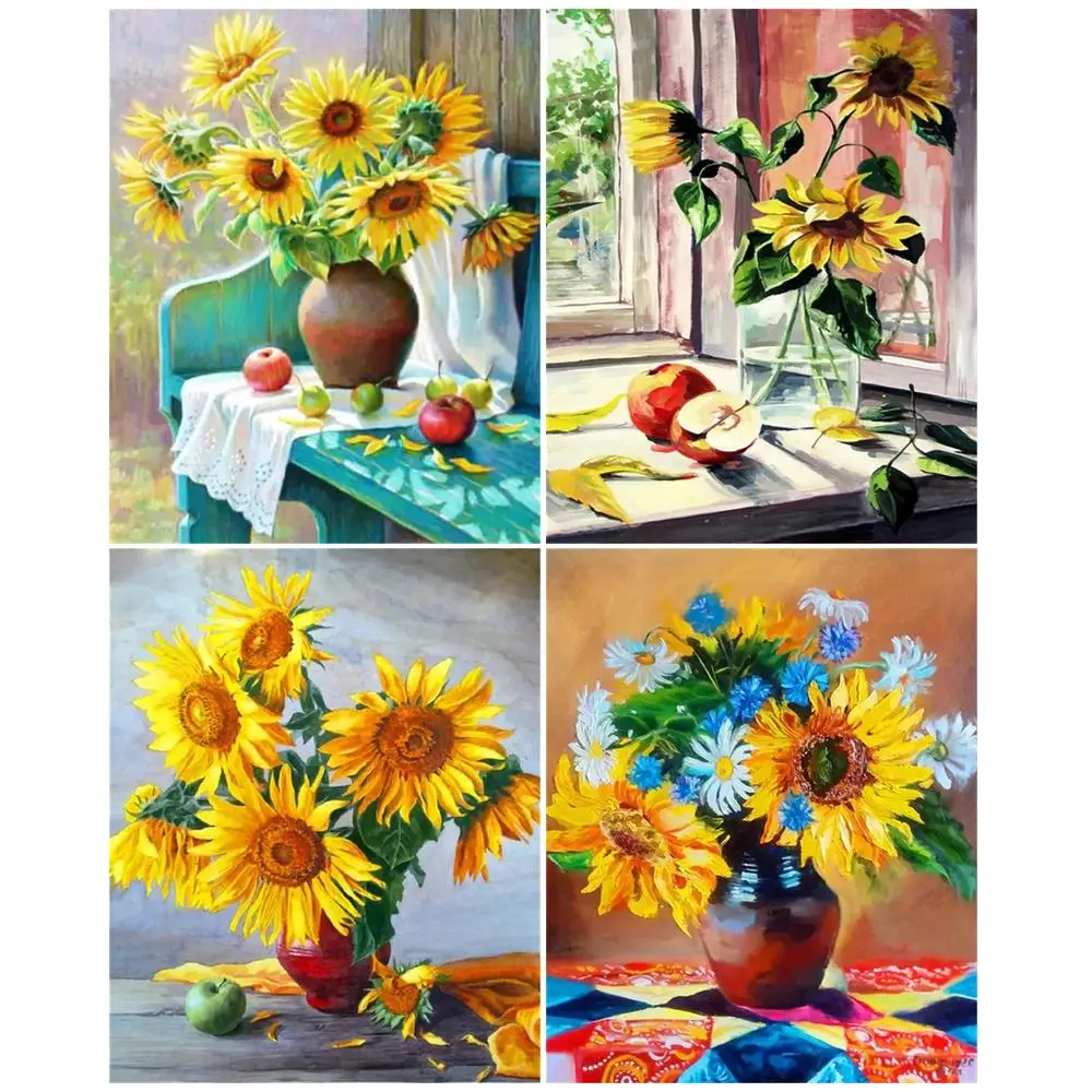 

GATYZTORY Paint By Numbers Flowers Draw Picture By Numbers Sunflower Handmade Products For Home Gifts Diy Decor Handicraft Kit