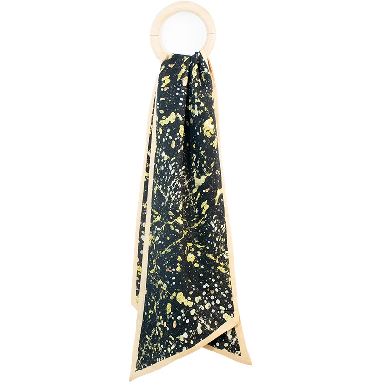 Premium 70Wool 30Silk Long Thin Scarf Handmade Roll Edge Neck Ribbon Multiscene Bag Hair Tie Elegant Gift For Her Daily Wear
