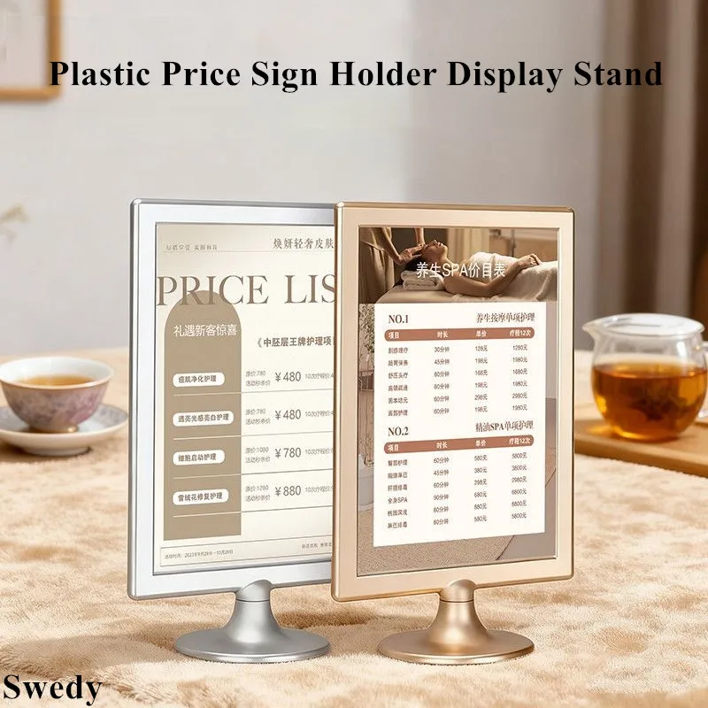 

A6 100x150mm Plastic Menu Paper Holder Display Stand Picture Photo Poster Flyer Frame Table Price Label Tags Sign Holder Stand