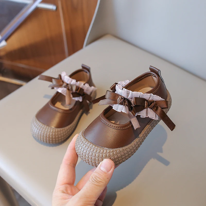 Children Shoes New Girls Leather Shoes Fashion Sweet Bow Princess Shoes Spring Wedding Performance