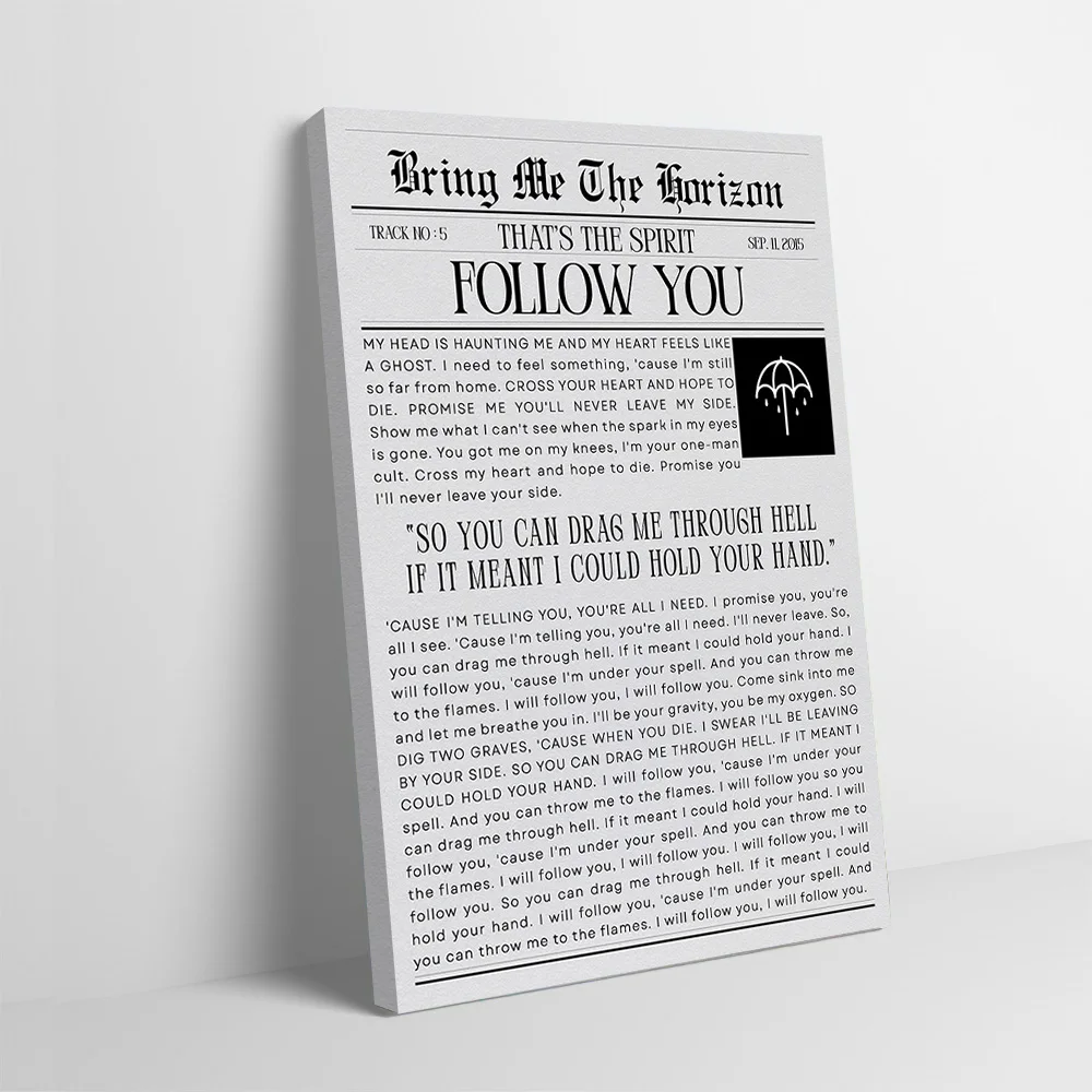 Bring Me The Horizon Follow You Poster Customizable Printed Canvas Painting for Pictures Wall Art Home Decorations Wand Deko