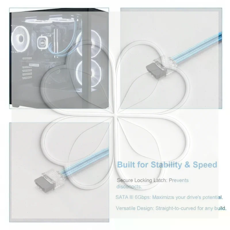 SATA III 3.0 Hard Disk Data Cable 6Gb/s Fast Transmission 10cm 26AWG Straight Cord for PC SSD HDD